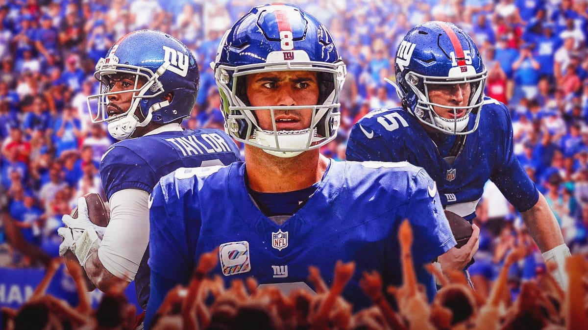 New York Giants quarterbacks Daniel Jones, Tyrod Taylor, and Tommy DeVito