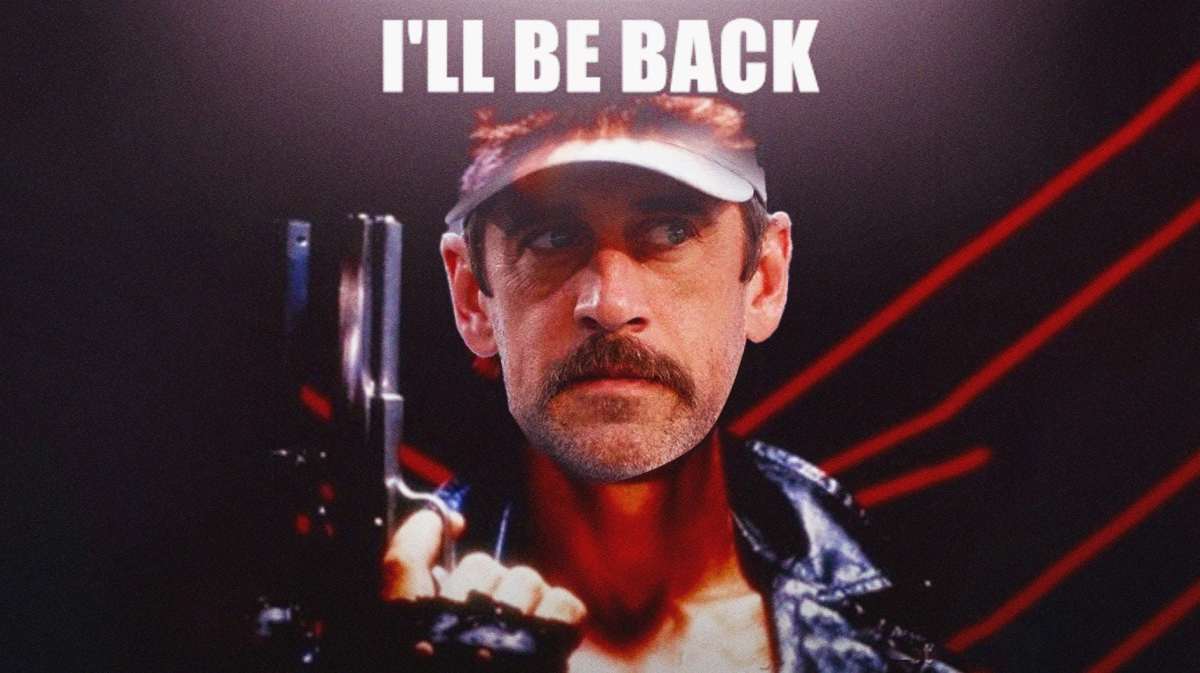 New York Jets quarterback Aaron Rodgers as the terminator, who could come back this seaon after being presumed out for the year with an injury.