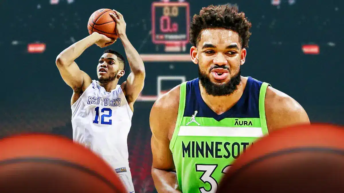 Karl-Anthony Towns playing for the University of Kentucky and the Minnesota Timberwolves.