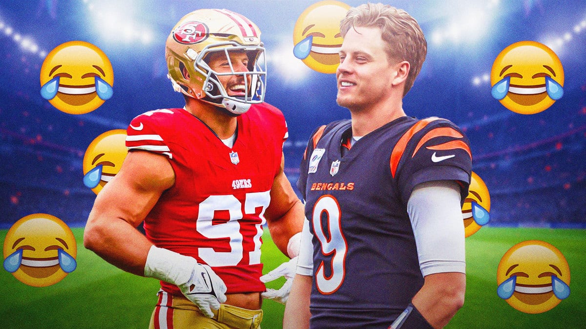 The San Francisco 49ers' Nick Bosa and the Cincinnati Bengals' Joe Burrow