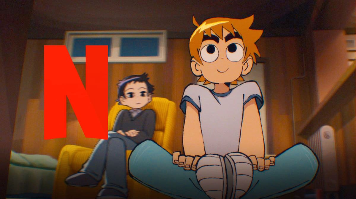 Scott Pilgrim anime with Netflix logo.