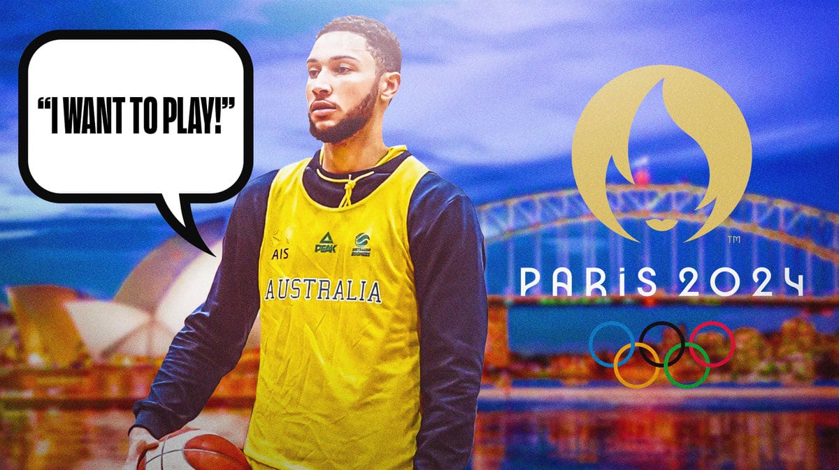 Ben Simmons in a Team Australia uniform saying he wants to play in the 2024 Olympics