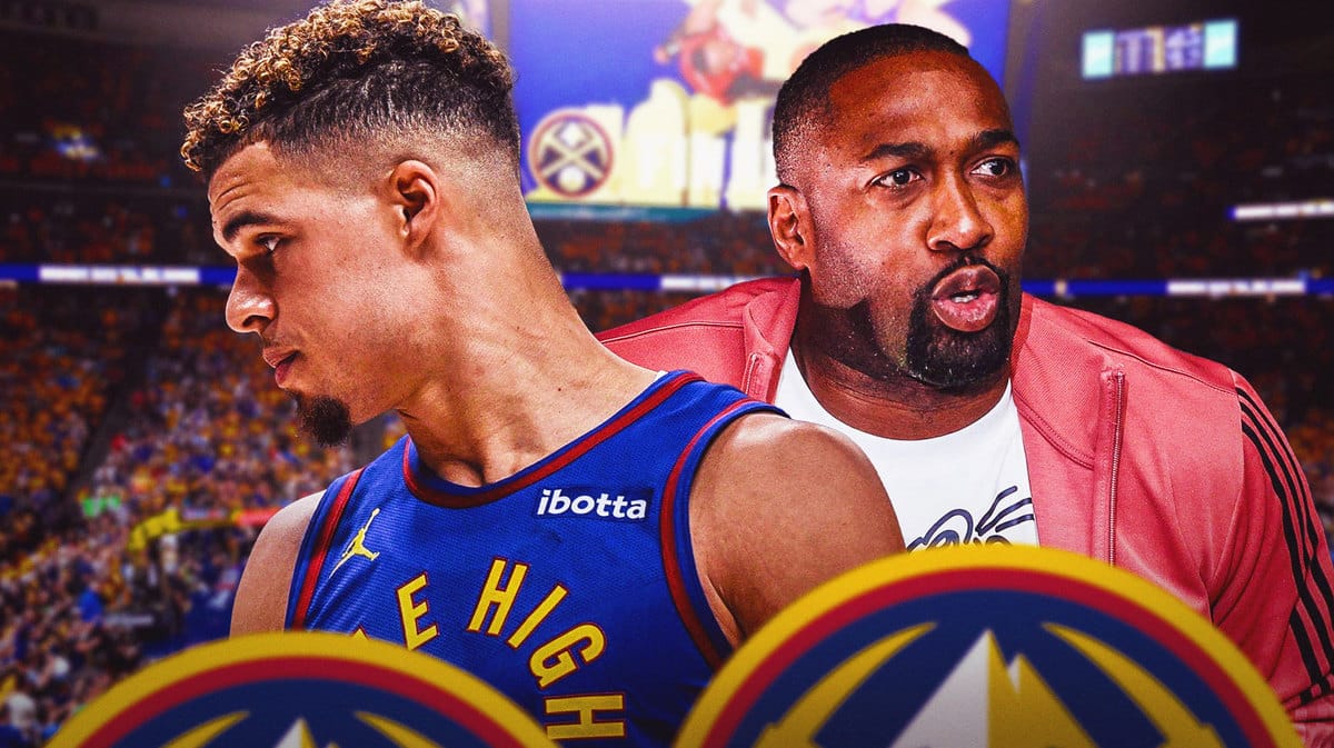 Denver Nuggets star Michael Porter Jr. and former NBA player Gilbert Arenas in front of Ball Arena.