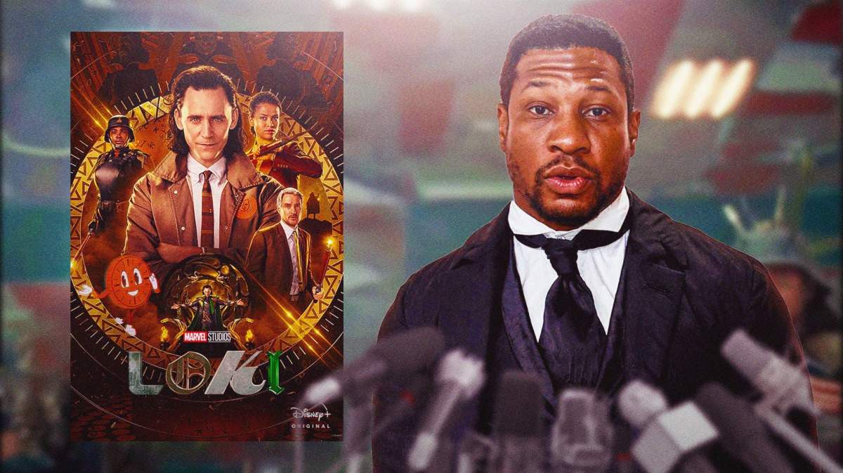 MCU Loki Season 2 poster next to Jonathan Majors.