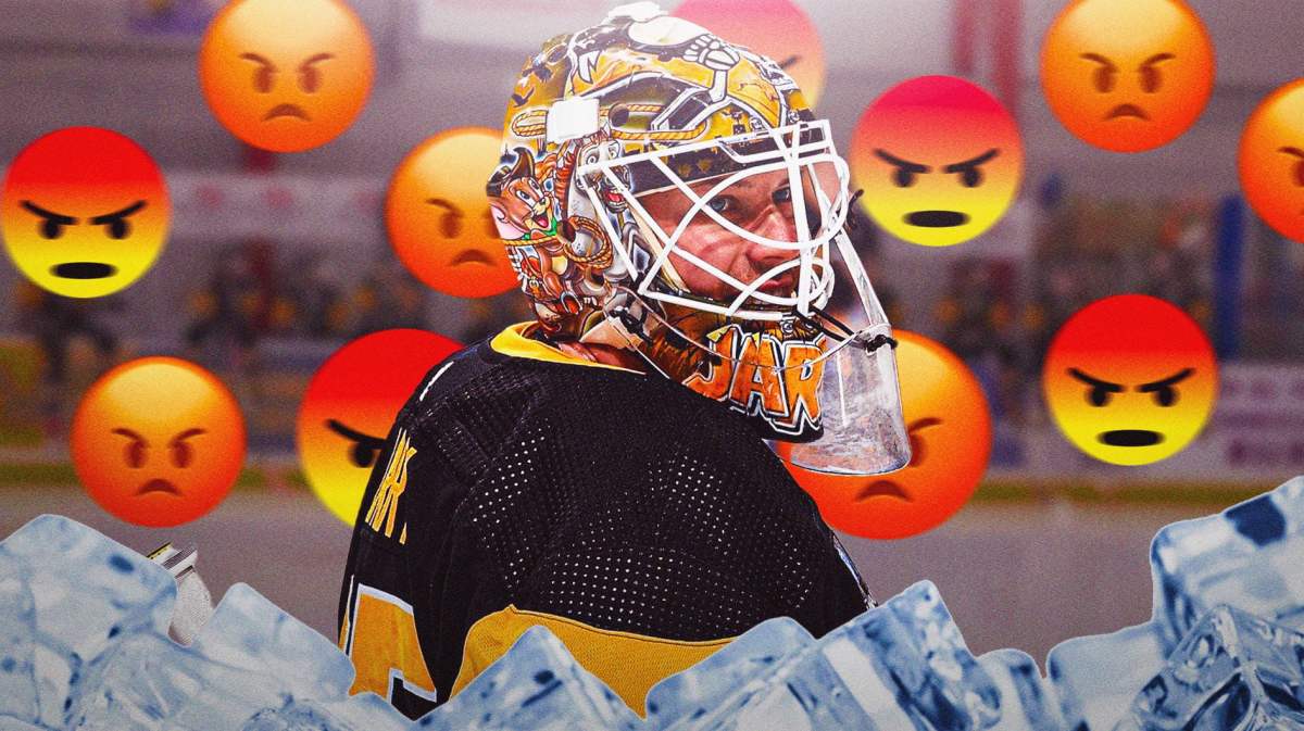Tristan Jarry with angry emojis around him.