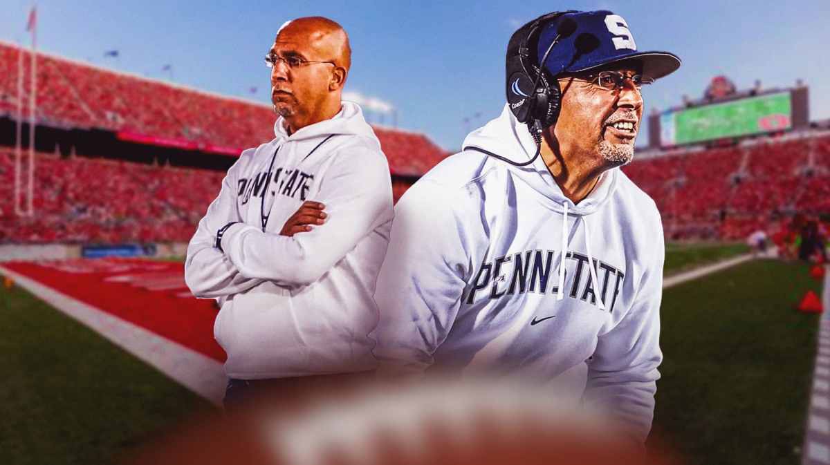 Penn State football, Ohio State football, Buckeyes, Nittany Lions, James Franklin, James Franklin with Ohio State football stadium in the background