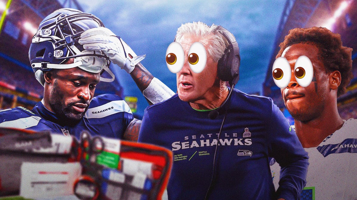 DK Metcalf injured while Seahawks coach Pete Carroll and quarterback Geno Smith check out his Week 7 playing status