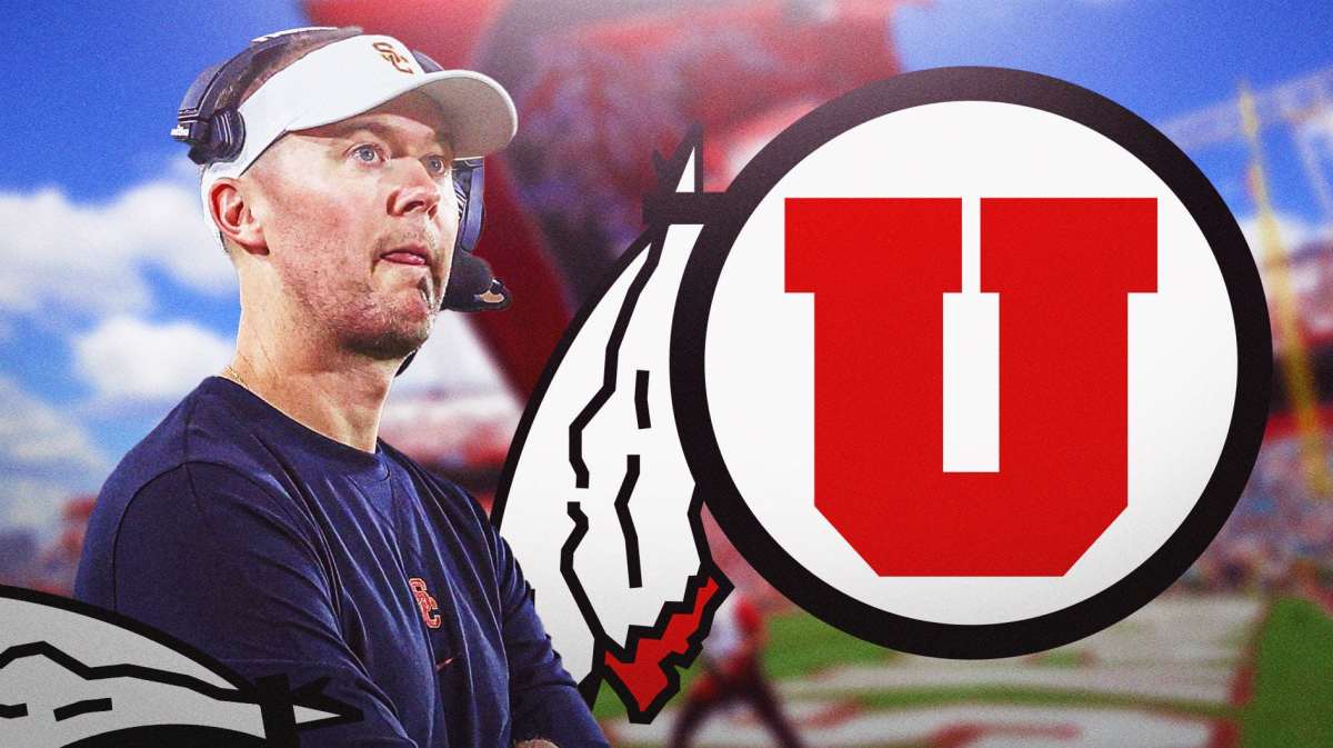 Lincoln Riley with the Utah logo