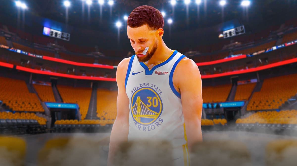 Warriors legend Steph Curry appearing to look a bit frustrated 