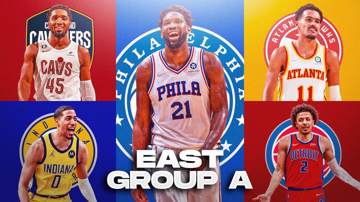NBA Play-In Tournament East Group A with Joel Embiid, Donovan Mitchell, Trae Young, Tyrese Haliburton and Cade Cunningham