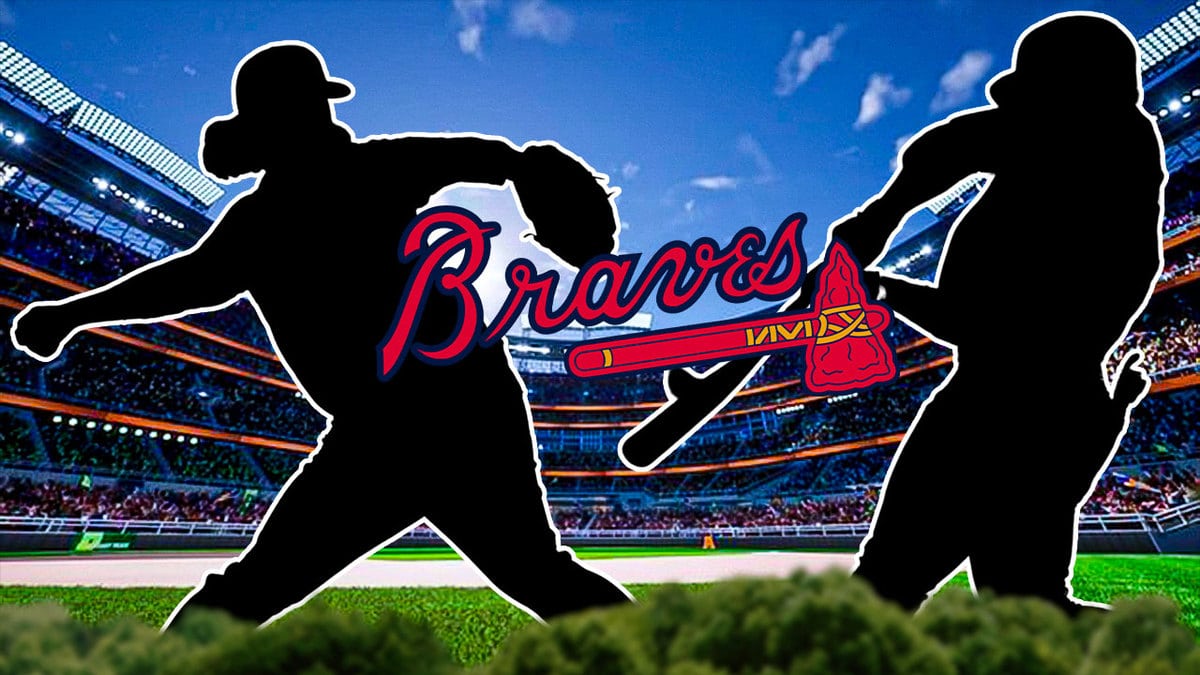 Braves logo with silhouette of pitcher and hitter 