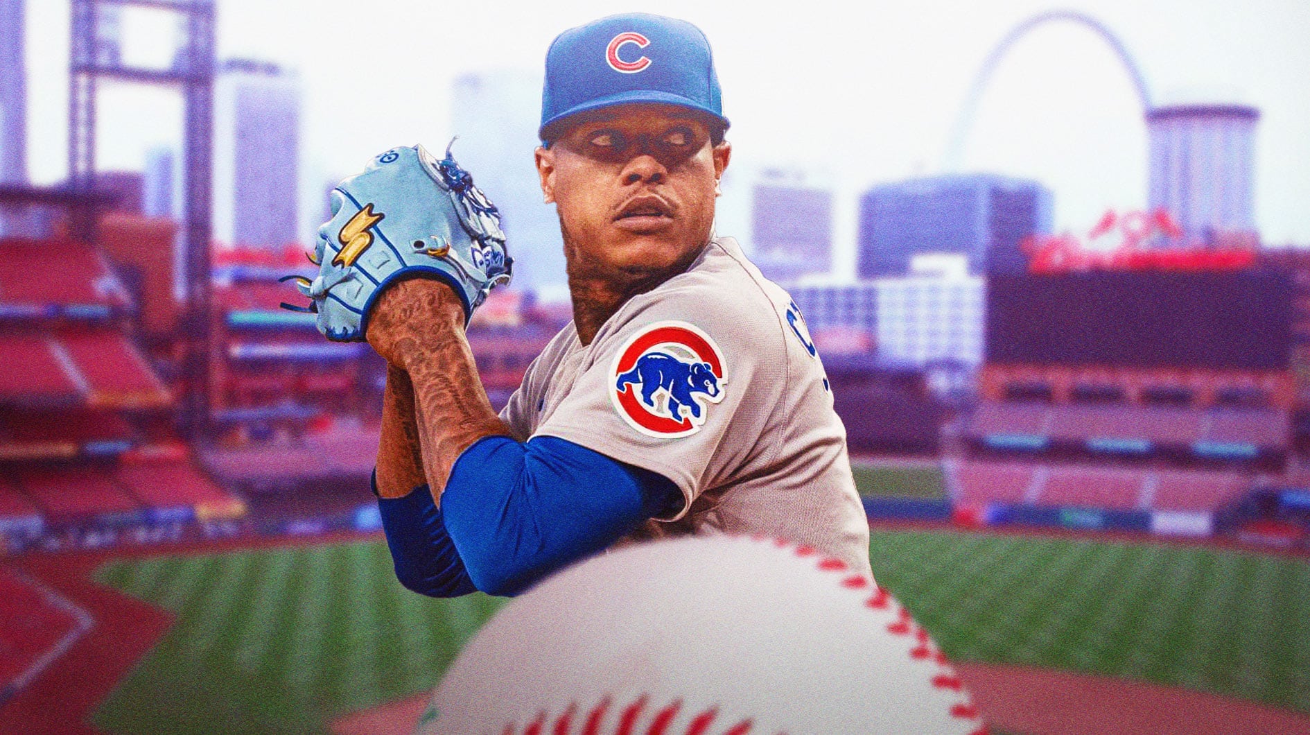Marcus Stroman pitching in a Cubs uniform at Wrigley Field