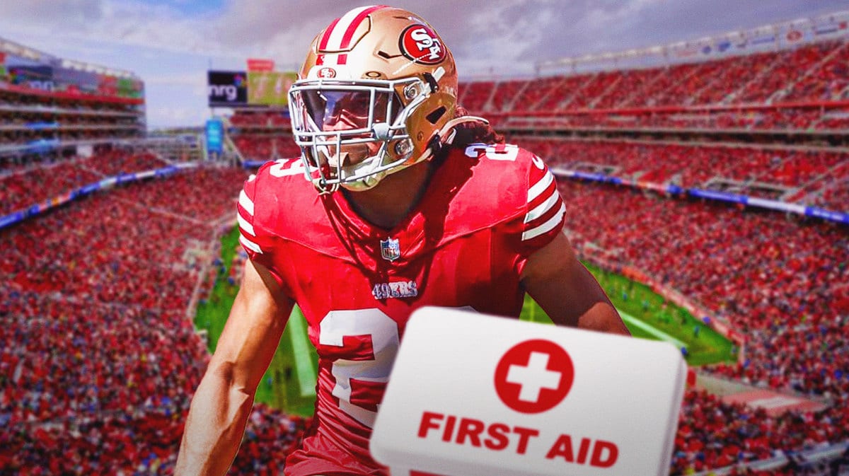 49ers' Talanoa Hufanga with first-aid kit