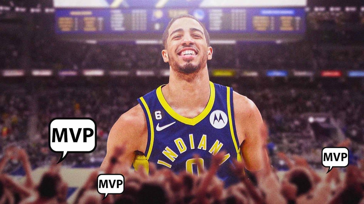 Pacers' Tyrese Haliburton with fans chanting "MVP"