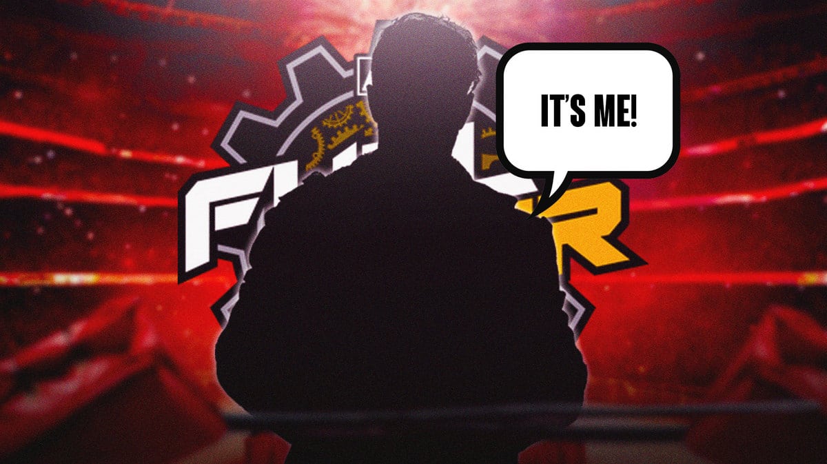 The blacked-out silhouette of Will Ospreay in front of the 2023 AEW Full Hear logo.