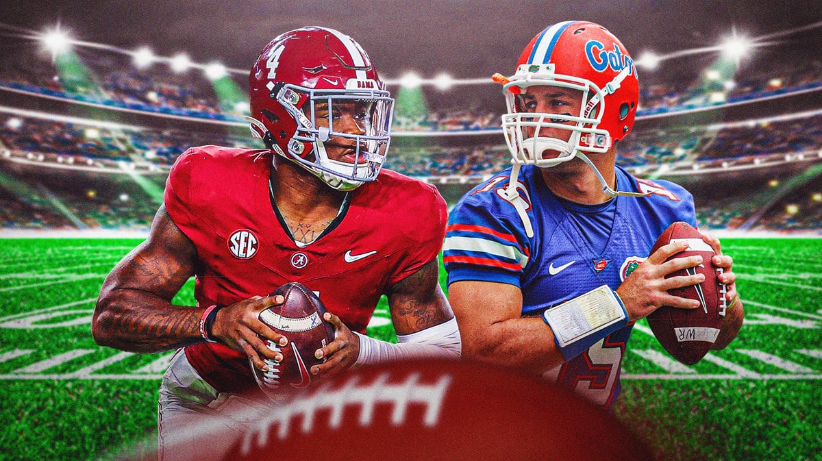 Jalen Milroe and Tim Tebow