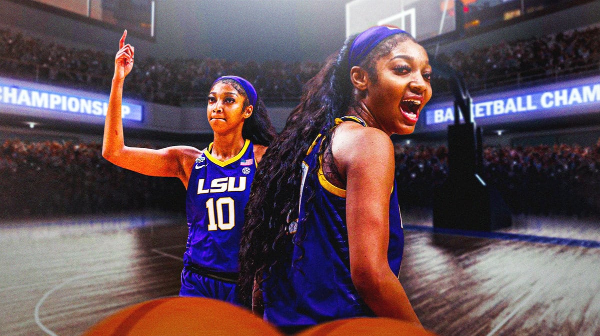 Images of LSU women's basketball player Angel Reese