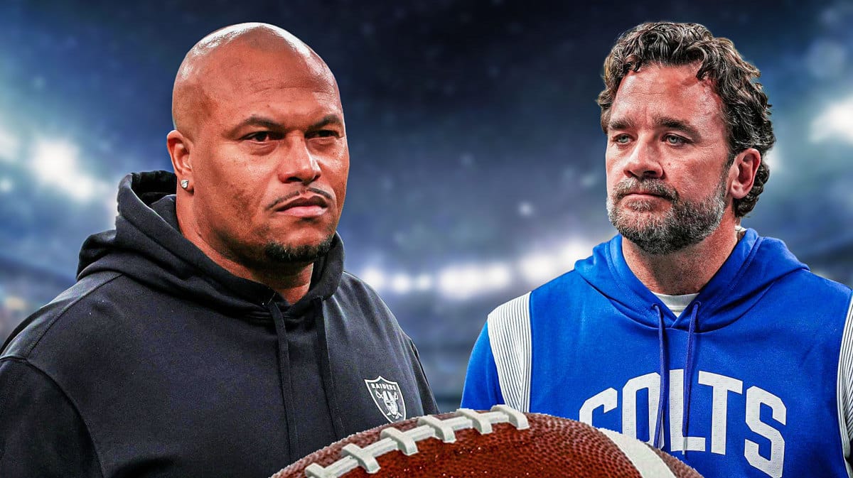 Raiders interim head coach Antonio Pierce and former Colts interim head coach Jeff Saturday.