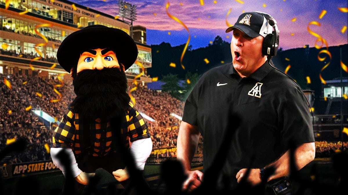App State football mascot and head coach Shawn Clark