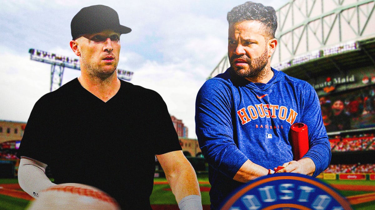Astros' Jose Altuve and Alex Bregman in a mystery uniform