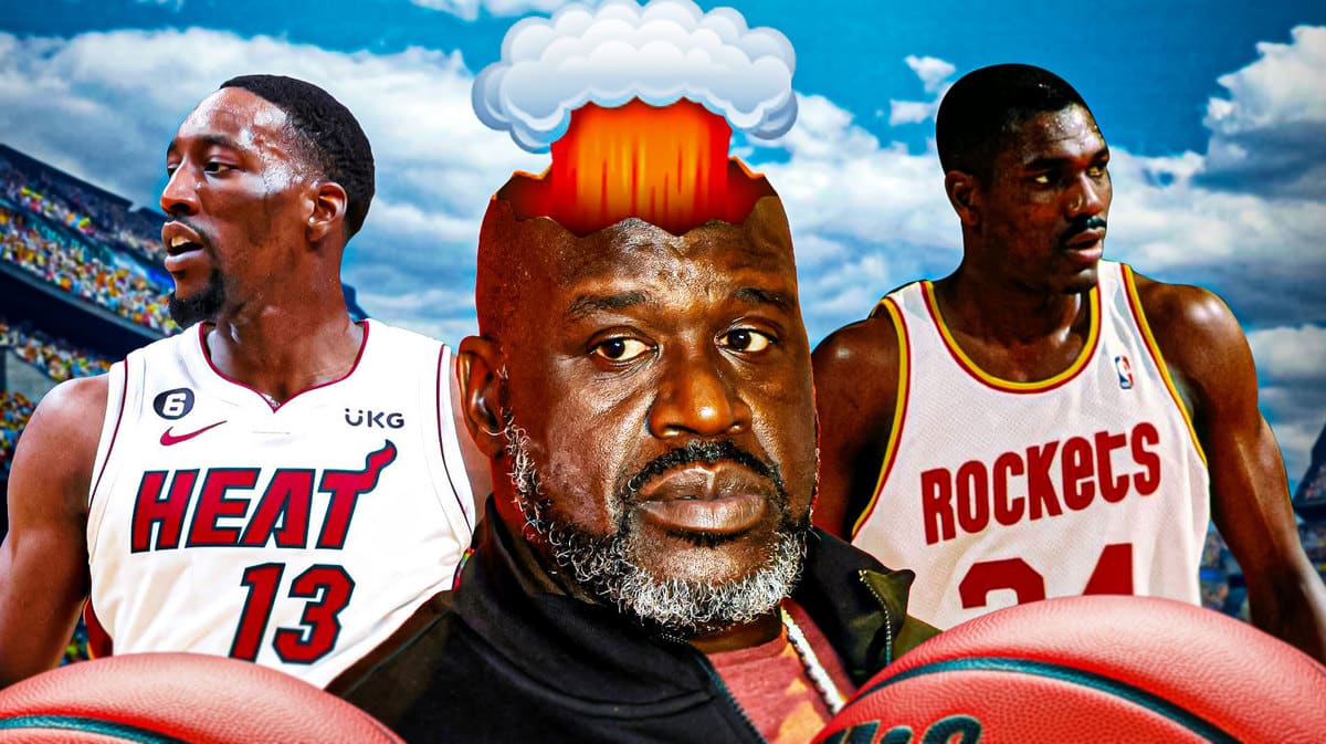 Heat's Bam Adebayo, Shaquille O'Neal, and Hakeem Olajuwon