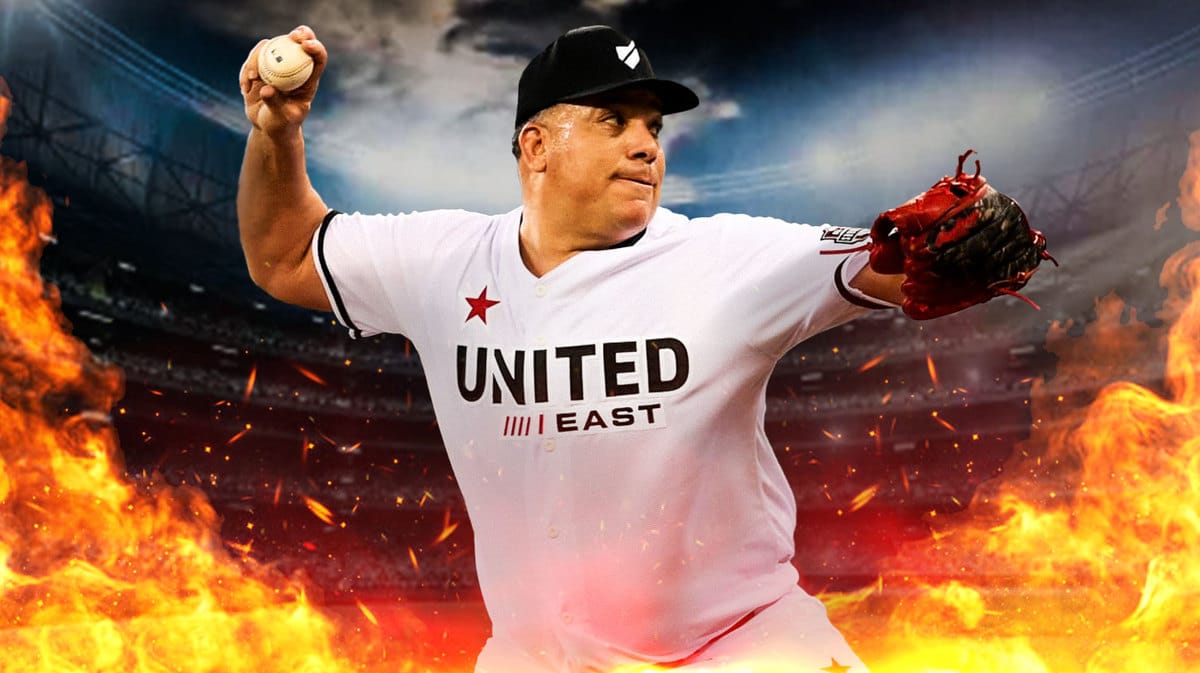 Bartolo Colon surrounded by fire