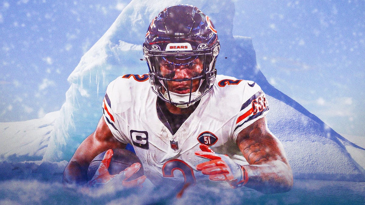 'Chill' Chicago Bears wide receiver DJ Moore in front of an iceberg