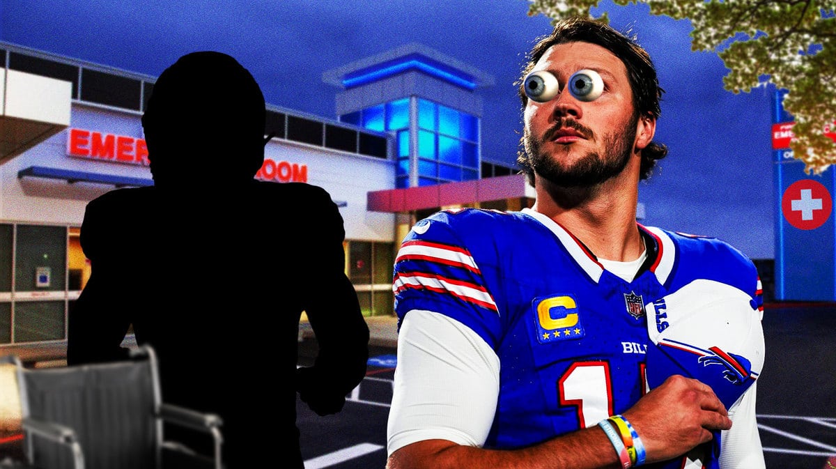 Silhouette of Trent Sherfield and Josh Allen