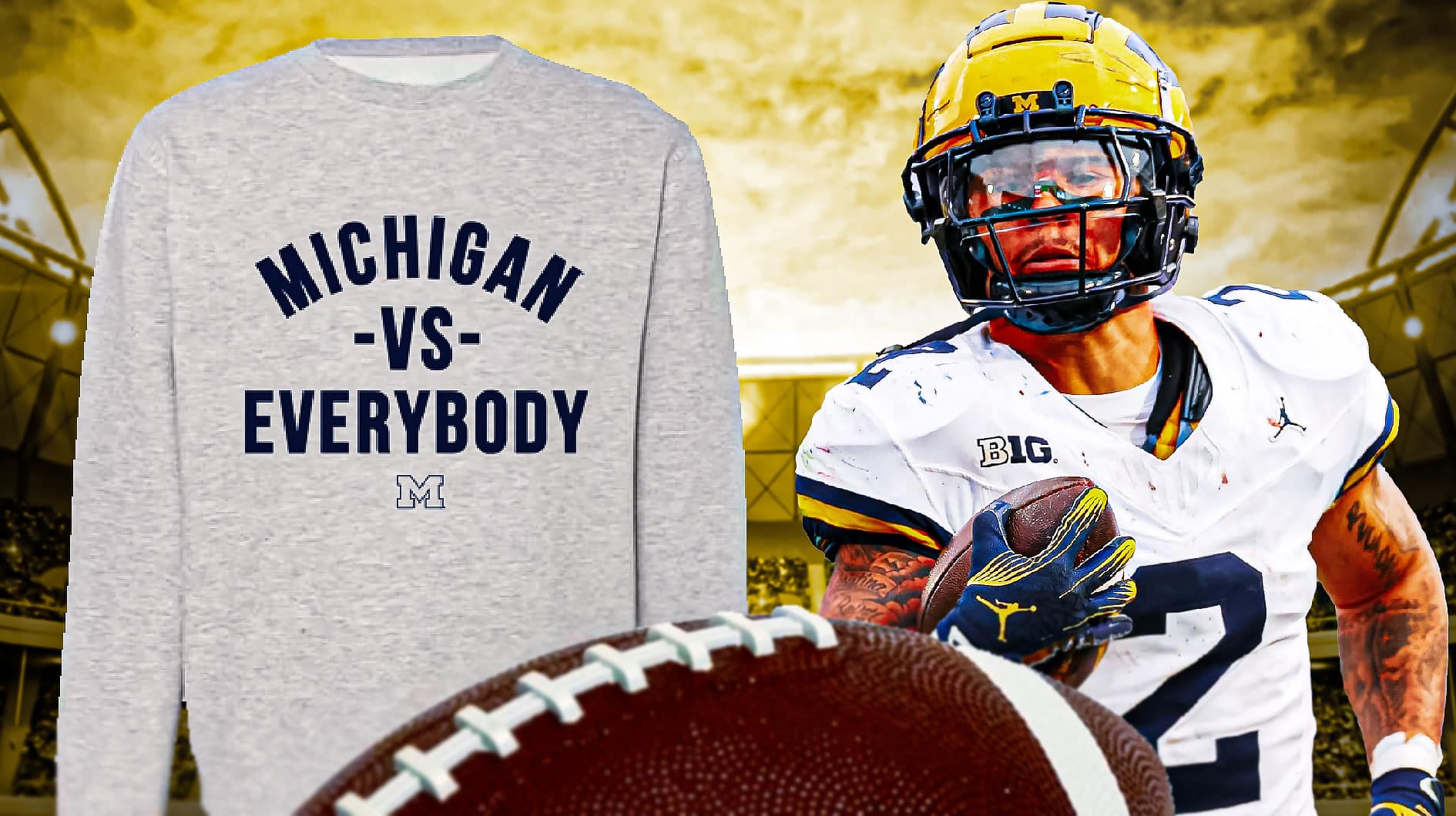Michigan's Blake Corum's sweatshirt highlights defiant message amid Jim  Harbaugh suspension