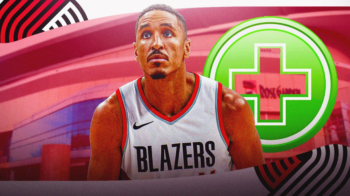 Maclolm Brogdon of the Blazers with medical cross symbol