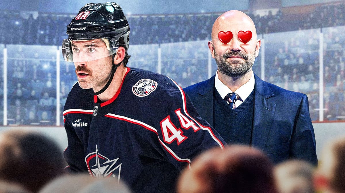 Columbus Blue Jackets head coach Pascal Vincent showing love to defenseman Erik Gudbranson despite a loss to the Florida Panthers