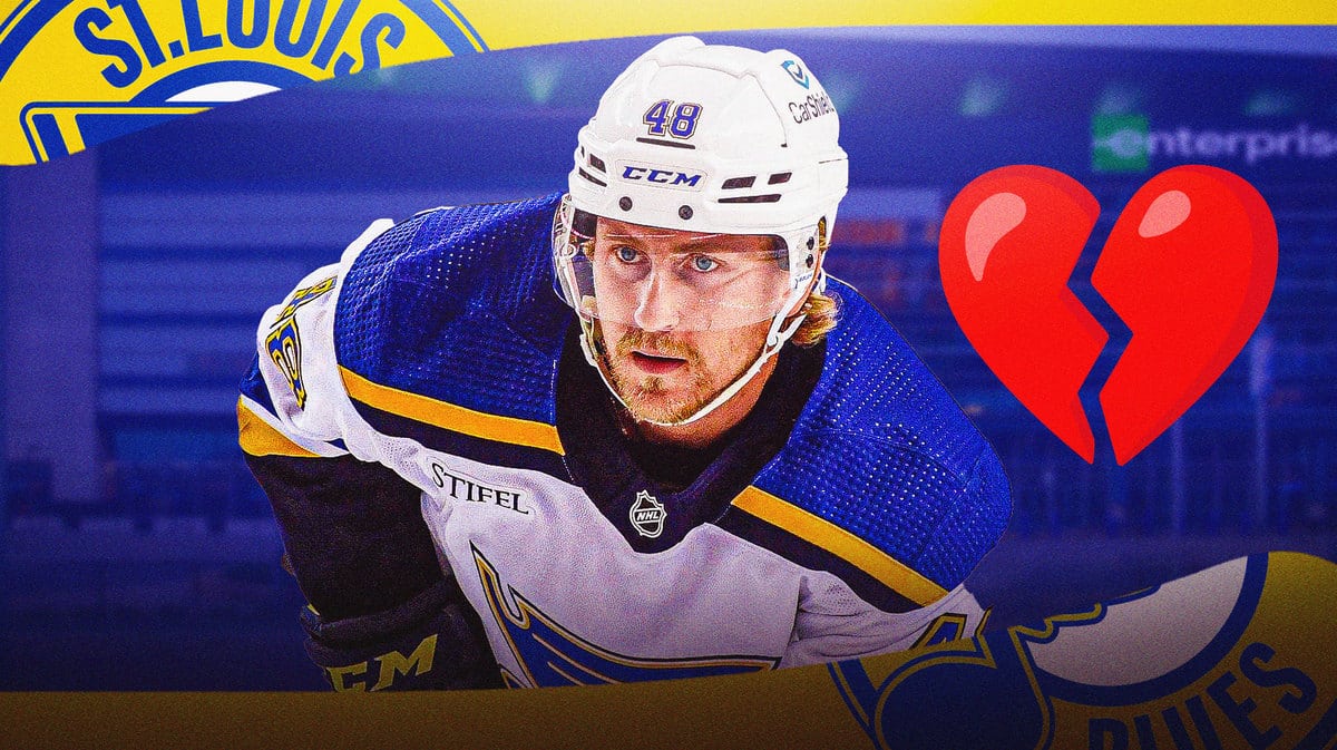 Scott Perunovich gets emotional, Blues' win against the Coyotes, aftermath of Adam Johnson's tragic death, former Nottingham Panthers player