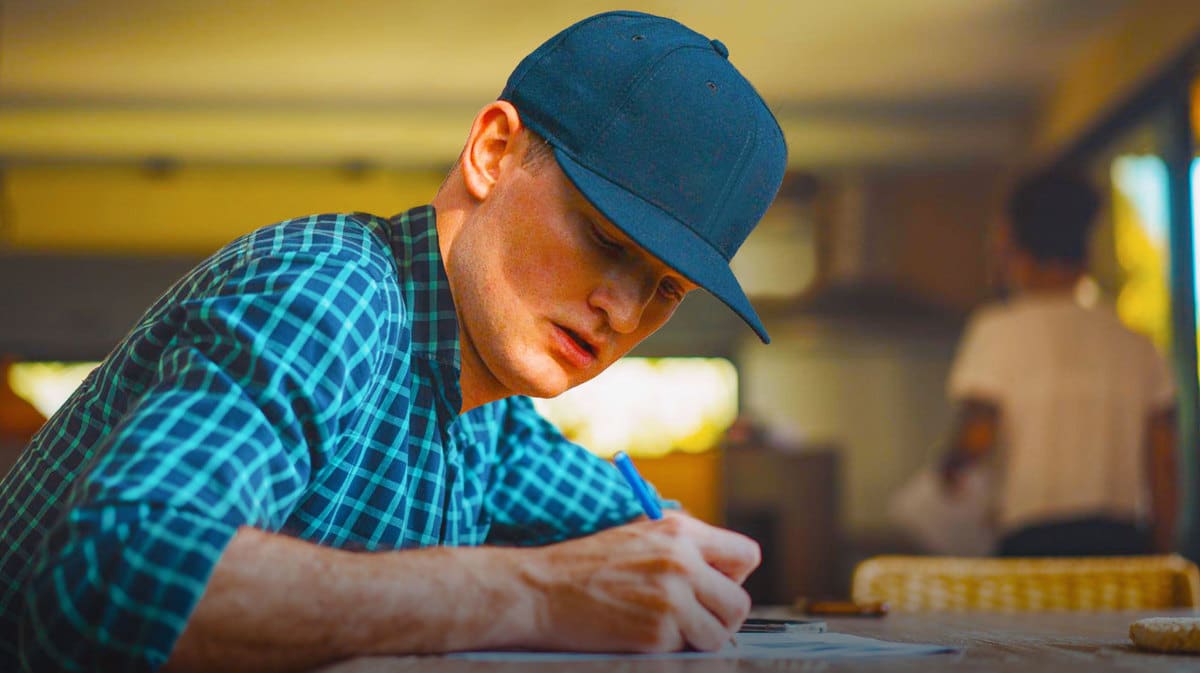 former Braves and current White Sox pitcher Michael Soroka writing a letter