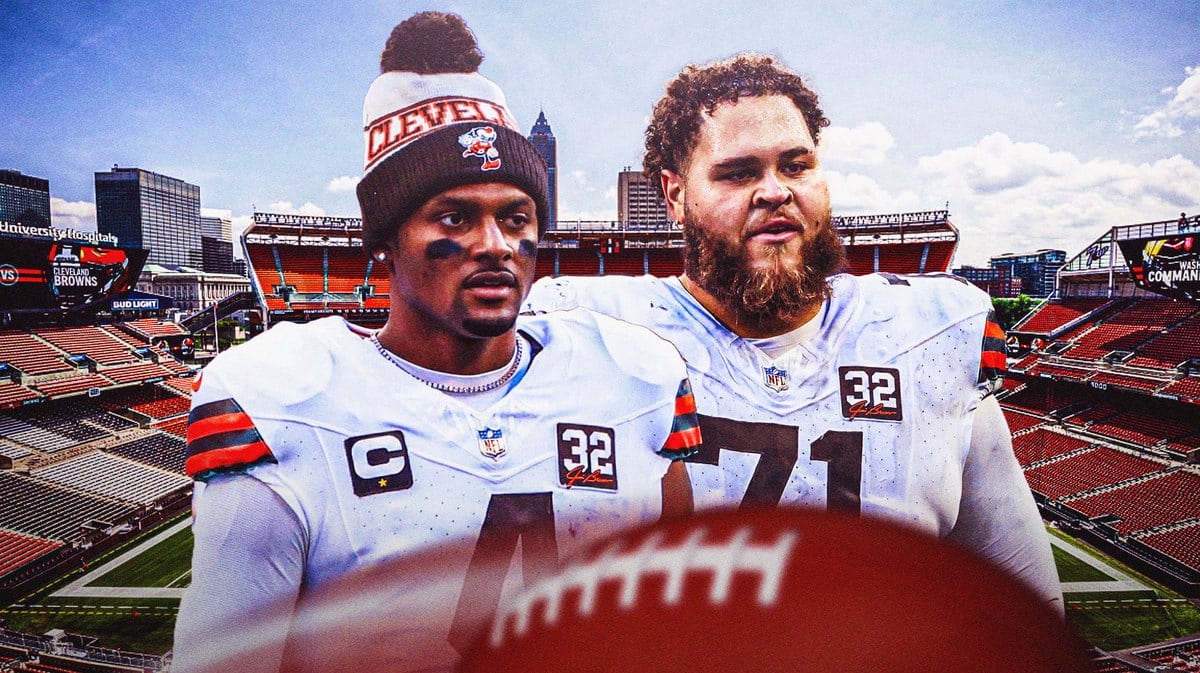 Jedrick Wills with Deshaun Watson