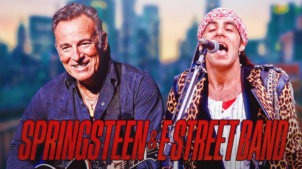 Bruce Springsteen and Steven Van Zandt with The E Street Band logo.