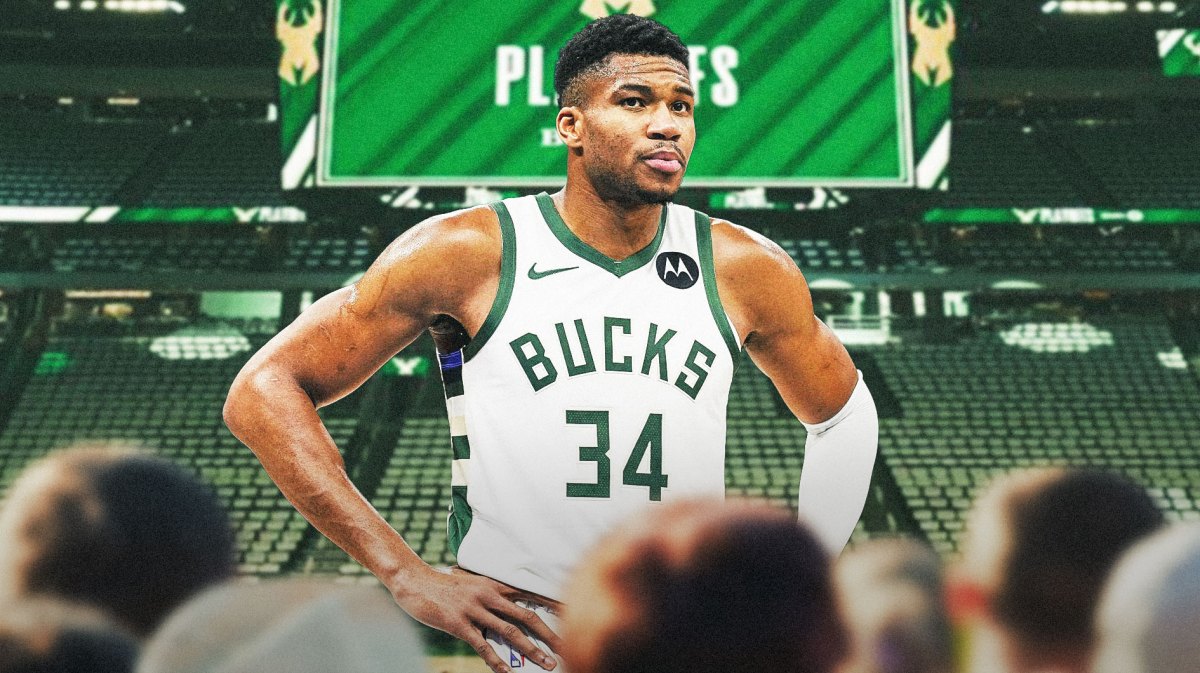 Milwaukee, Bucks, Giannis Antetokumpo, Orlando, Magic, Giannis Antetokoumpo with Bucks arena in the background