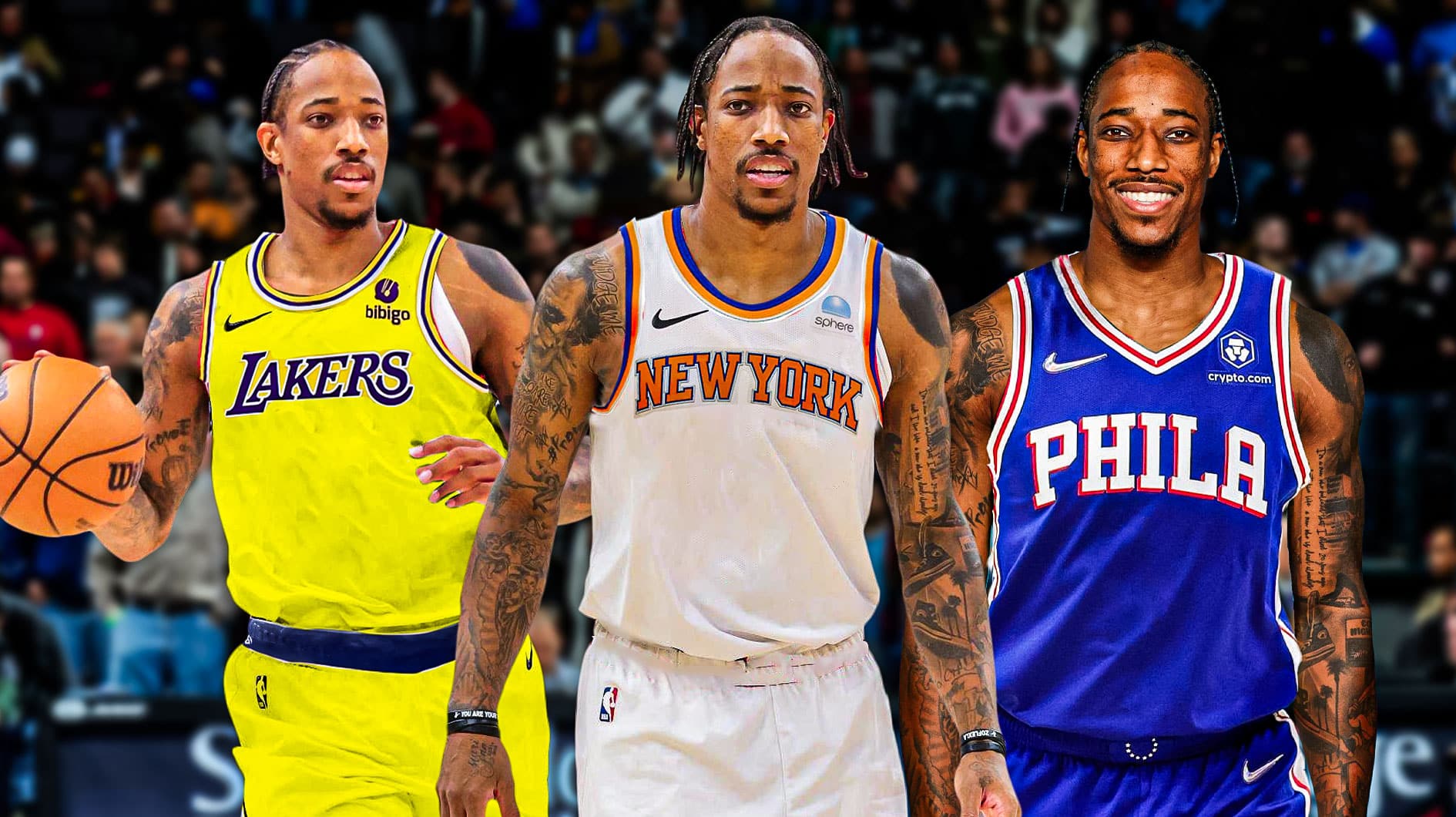 Bulls' DeMar DeRozan in Lakers, Knicks, Sixers jerseys amid trade rumors