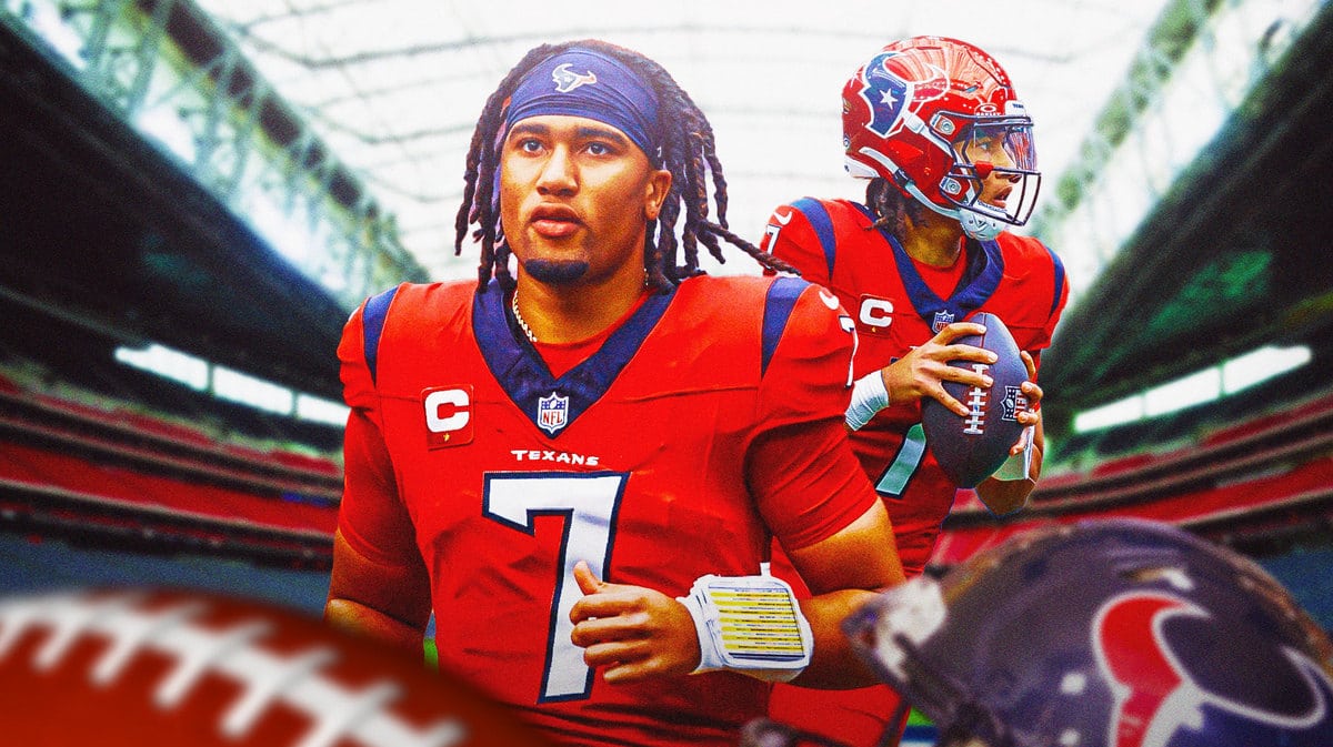 Photo: CJ Stroud in action in Texans jersey, another photo of him with a Youtube logo behind him, 2 SEPARATE thumbnails please