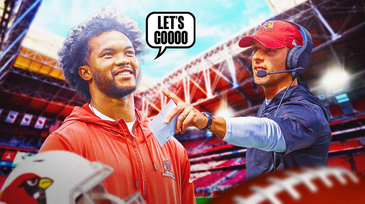 Kyler Murray saying ‘Let’s goooo” next to Jonathan Gannon smiling in Arizona Cardinals gear