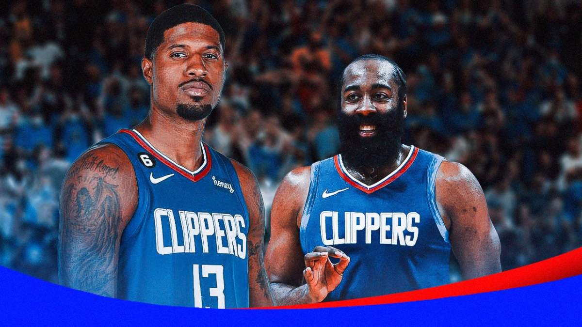 Clippers' James Harden and Paul George smiling