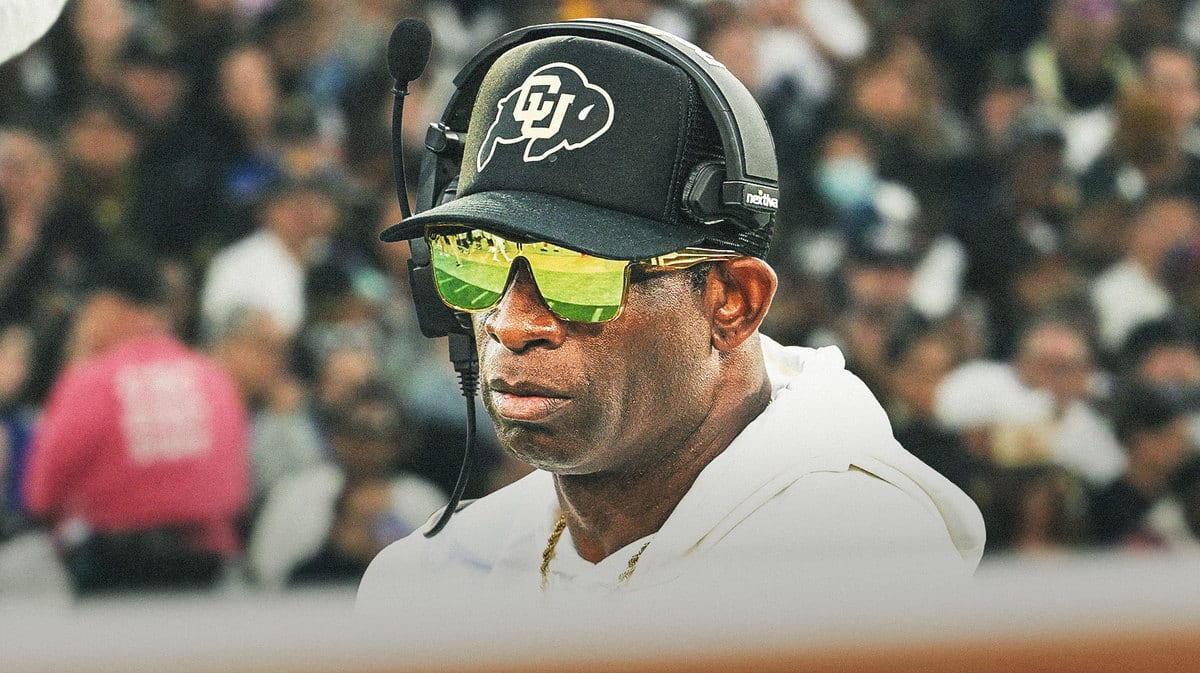 Colorado football coach Deion Sanders looking mad/sad/disappointed