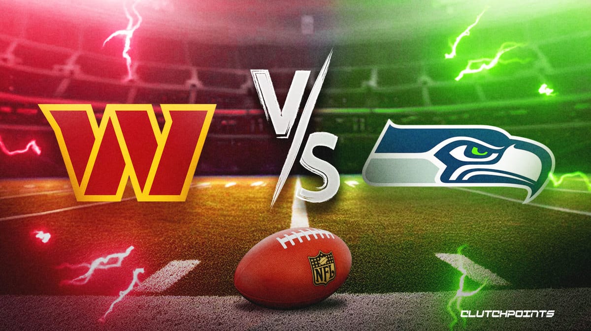 Commanders and Seahawks logos with vs. line in the middle