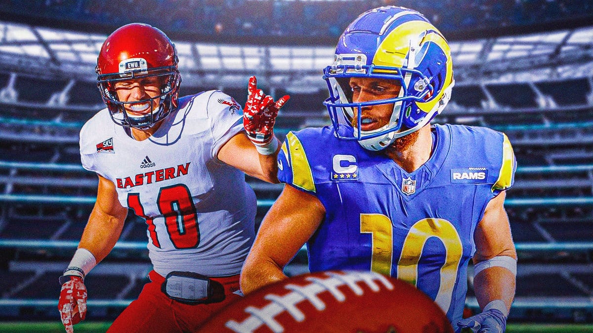 Cooper Kupp playing for Eastern Washington and the Los Angeles Rams.