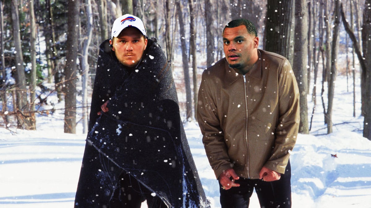 Josh Allen of the Bills and Dak Prescott of the Cowboys in the woods
