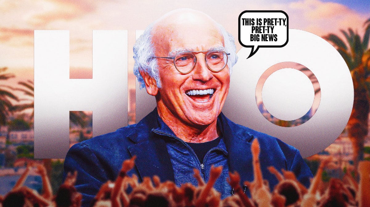 Larry David, in front of the HBO logo, echoing one of his Curb Your Enthusiasm catch phrases, says "This is pret-ty, pret-ty big news"