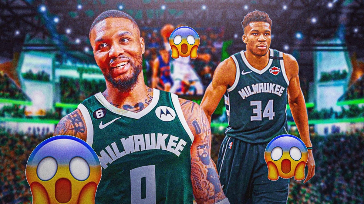 Damian Lillard with shocked emojis, Giannis Antetokounmpo