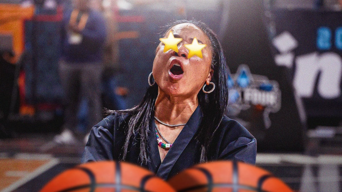 South Carolina women’s basketball coach Dawn Staley with stars in her eyes