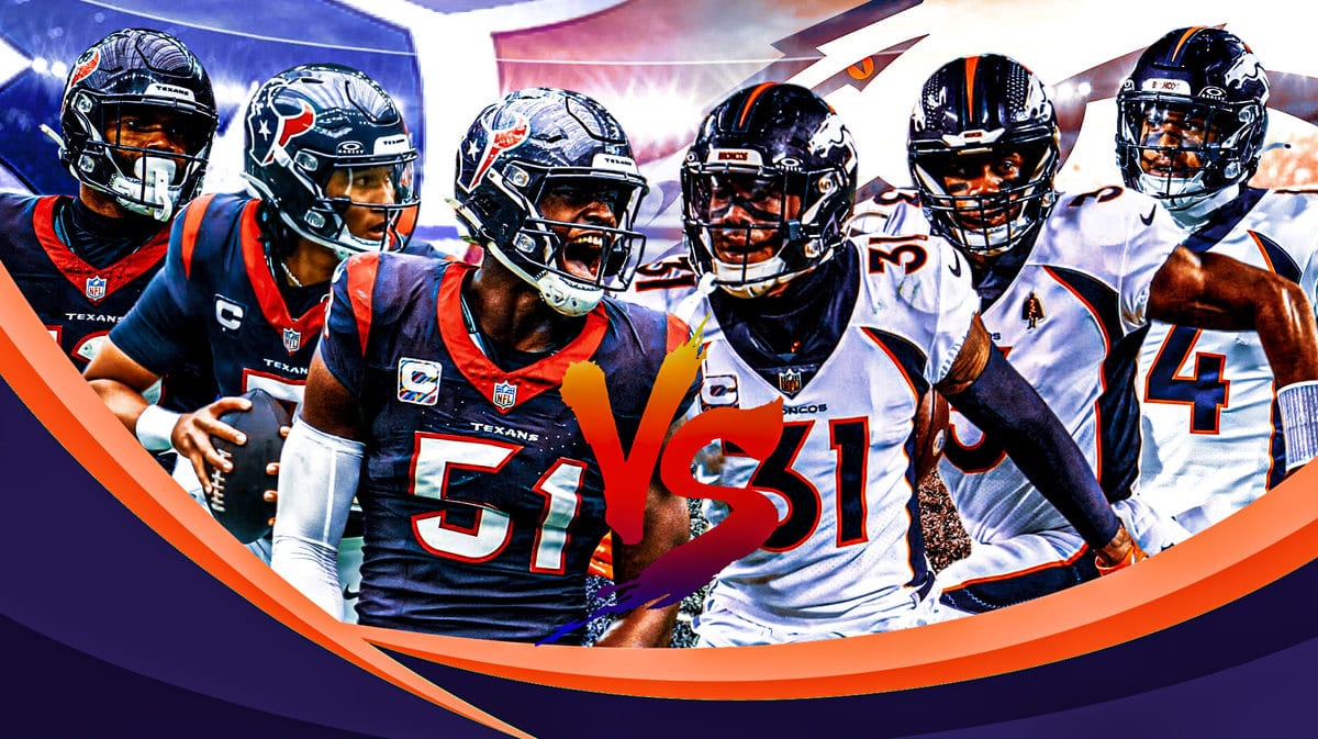 Denver Broncos Courtland Sutton, Russell Wilson, and Justin Simmons VS. Houston Texans Nico Collins, C.J. Stroud, and Will Anderson Jr.