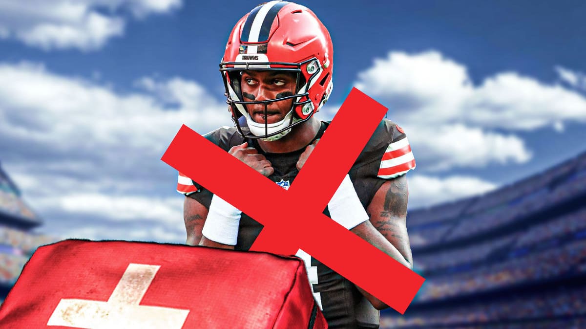 Browns QB Deshaun Watson who is out with season-ending surgery on his shoulder injury.