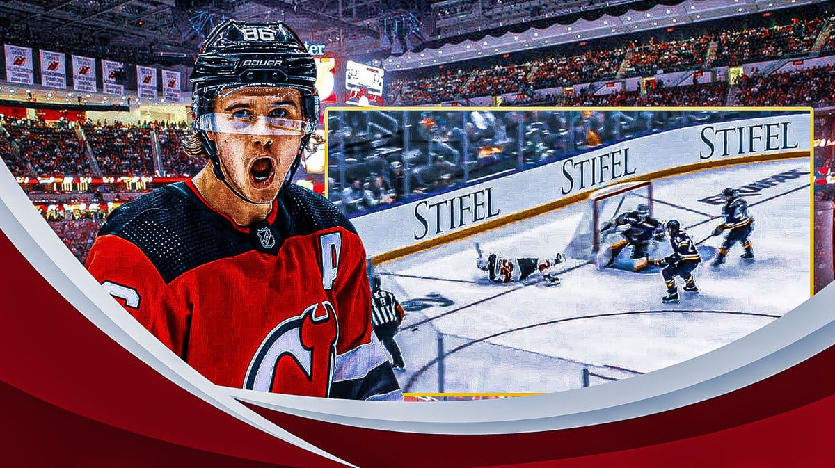 New Jersey Devils star Jack Hughes at the Prudential Center after picking up an injury against the St. Louis Blues.